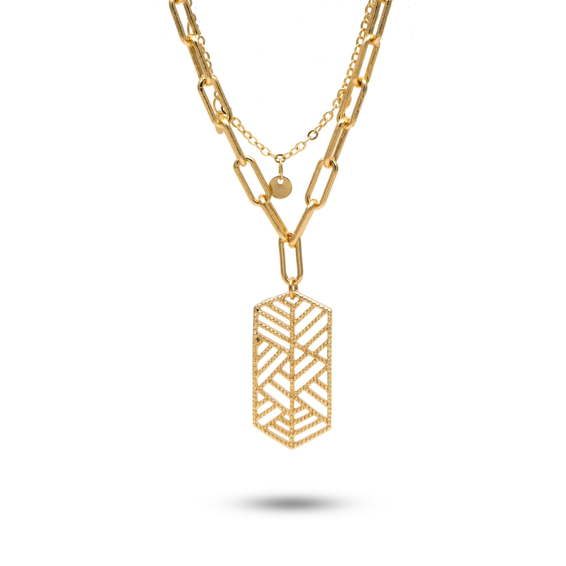 10pcs Gold Filigree Charm Pendants 28mm, 18K Gold plated Brass Geometric Connectors (GB-890-D)