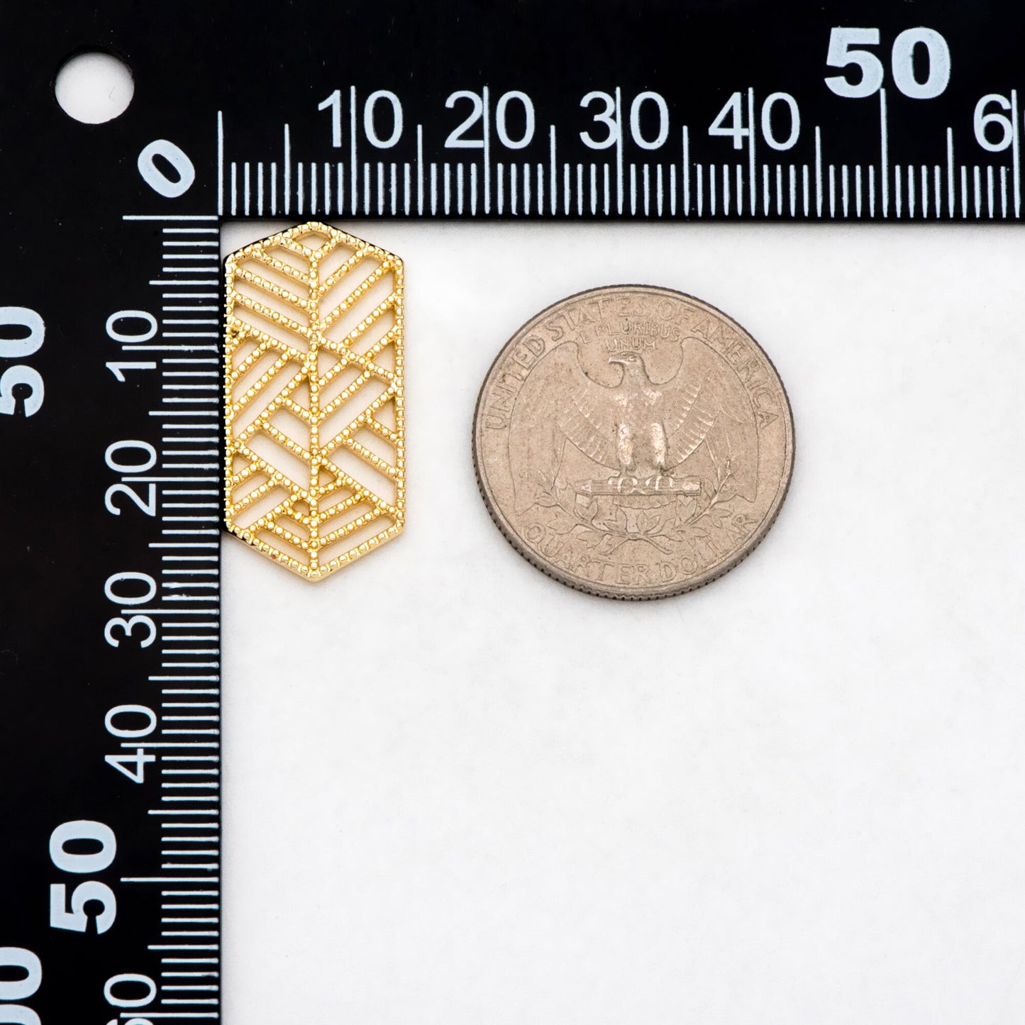 10pcs Gold Filigree Charm Pendants 28mm, 18K Gold plated Brass Geometric Connectors (GB-372)