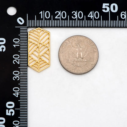 10pcs Gold Filigree Charm Pendants 28mm, 18K Gold plated Brass Geometric Connectors (GB-372)