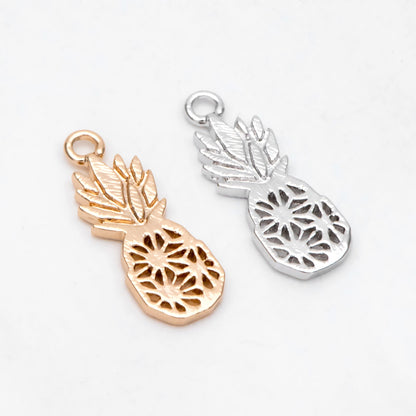 4pcs Gold /Silver Pineapple Charms 18x7mm, Real Gold/ Rhodium plated Brass, Lead Nickel Free (GB-4095-B)