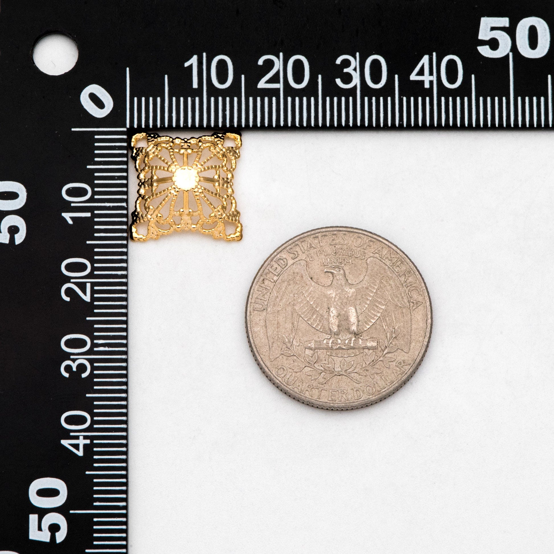 10pcs Gold Filirgree Stamping Connectors, Real Gold plated Brass Floral Charms 20mm, Lead Nickel Free (GB-149)