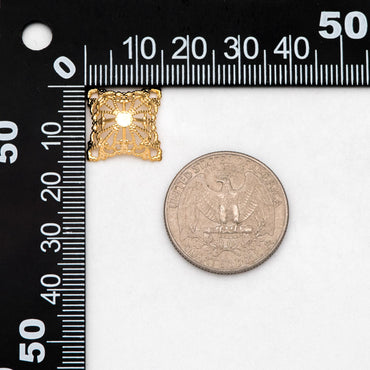 10pcs Gold Filirgree Stamping Connectors, Real Gold plated Brass Floral Charms 20mm, Lead Nickel Free (GB-149)