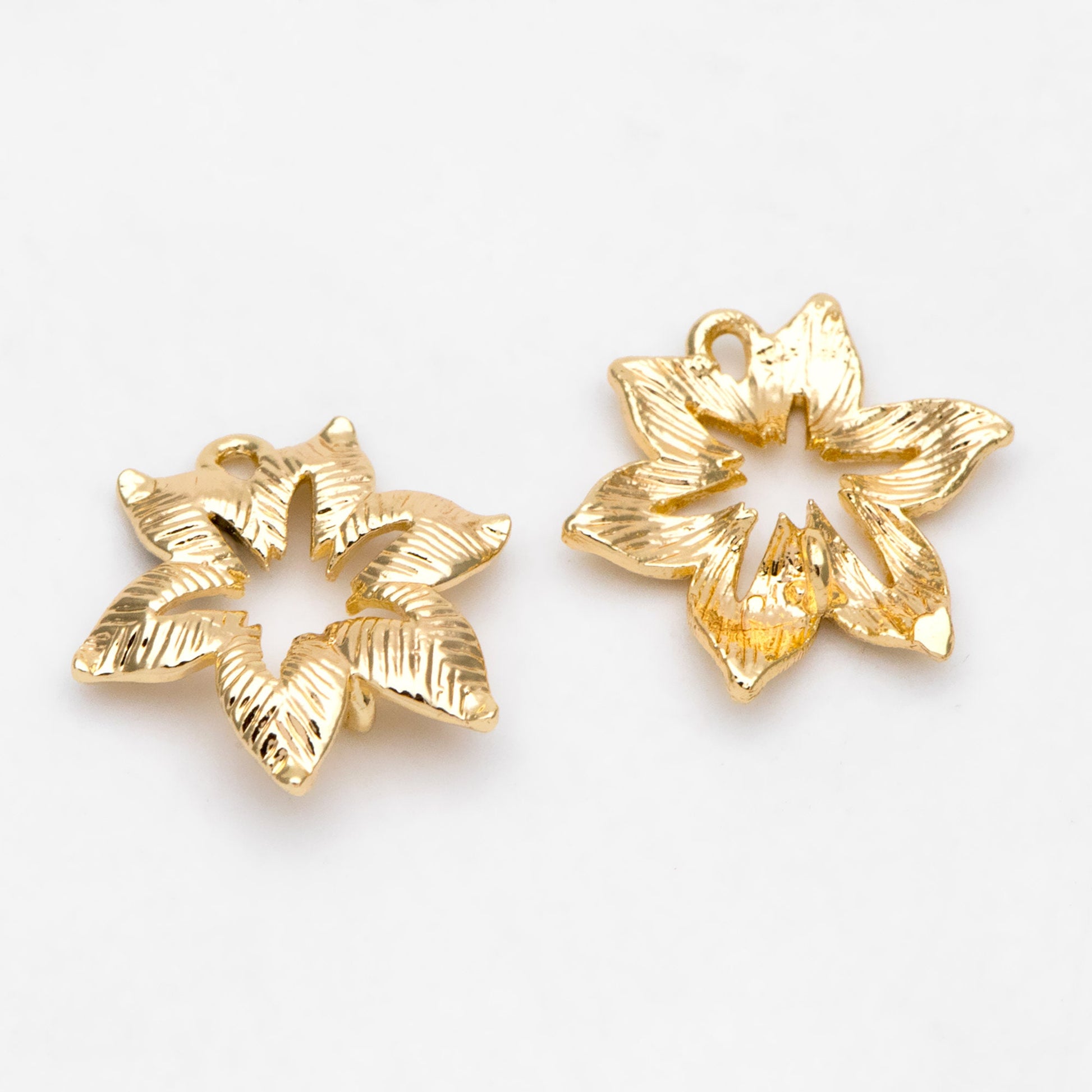 10pcs Gold plated Brass Leaf Connector Charms 14mm, Lead Nickel Free (GB-4391-C)