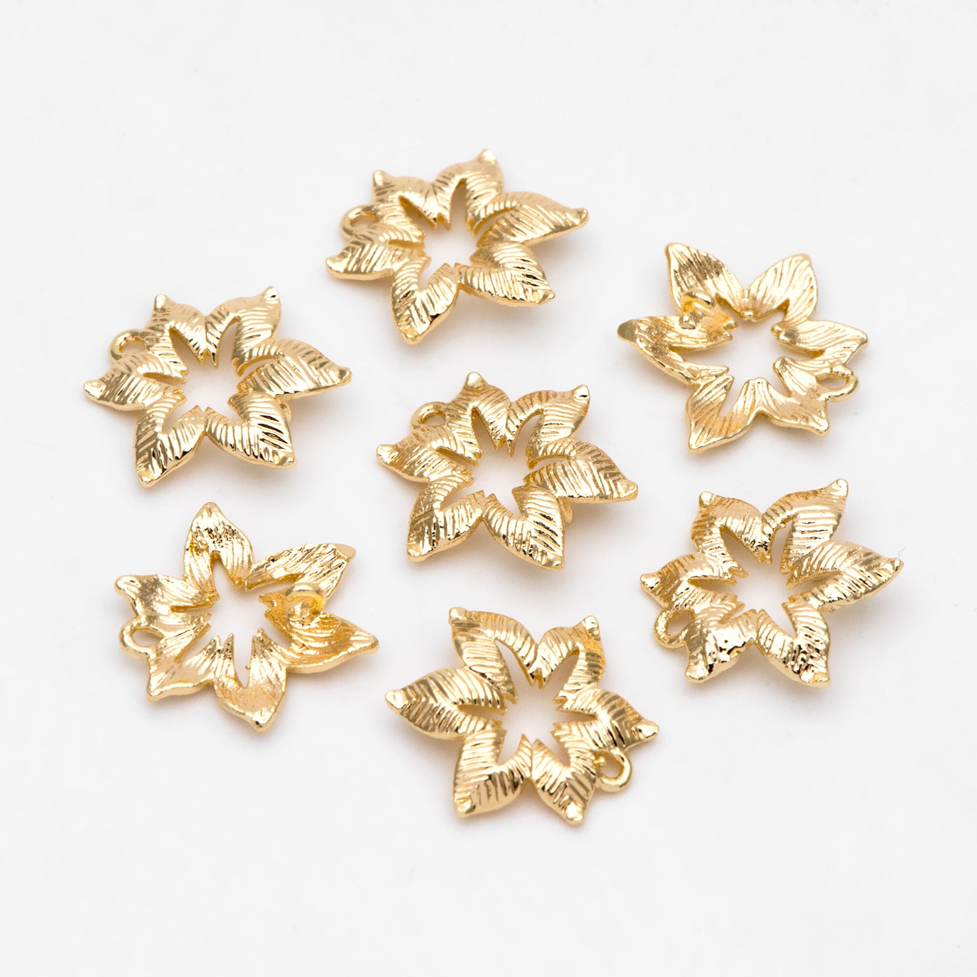 10pcs Gold plated Brass Leaf Connector Charms 14mm, Lead Nickel Free (GB-4391-C)