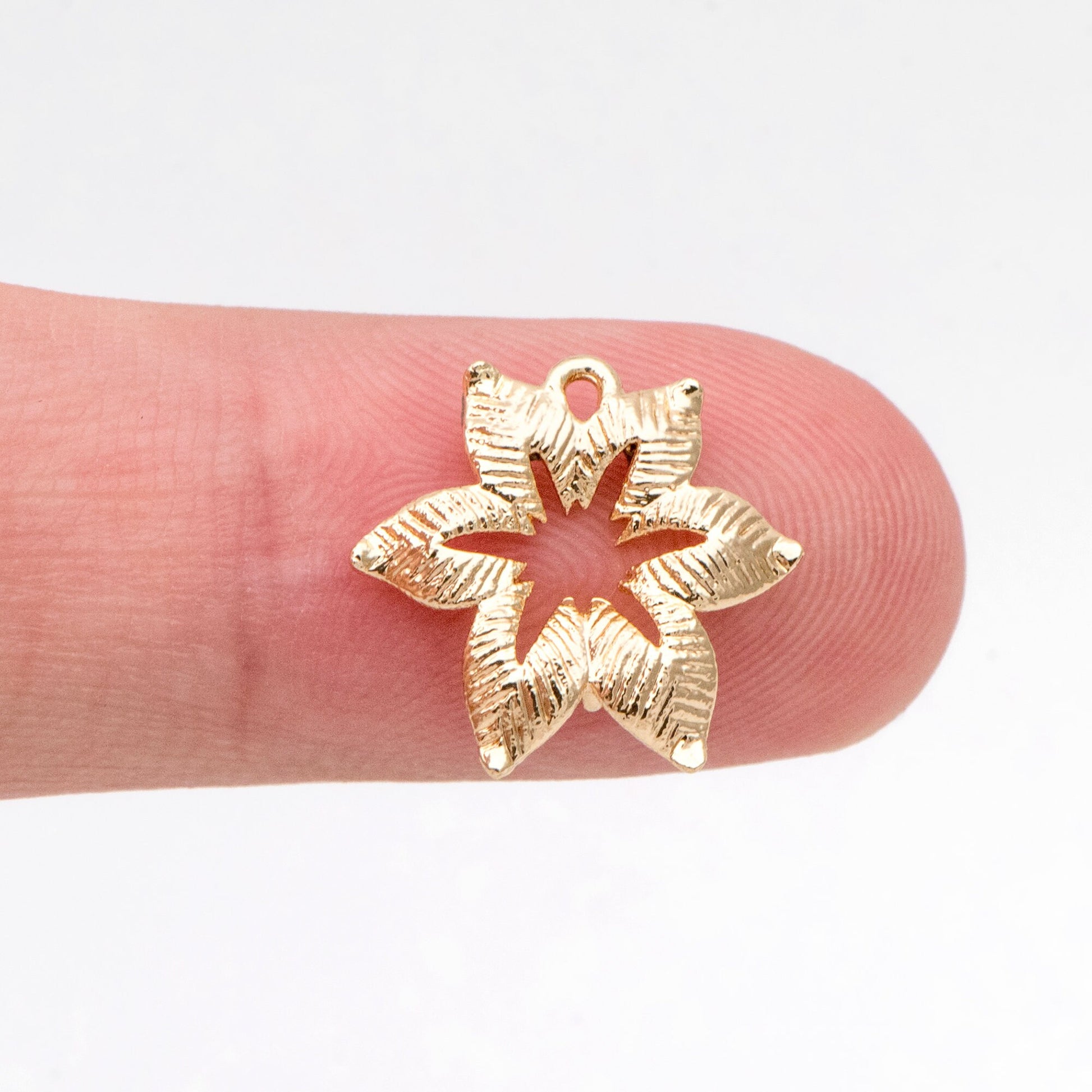 10pcs Gold plated Brass Leaf Connector Charms 14mm, Lead Nickel Free (GB-4391-C)