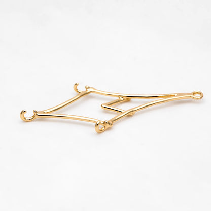 10pcs Gold Rhombus Link Charms: Geometric Brass Connector Pendants, 35x16mm (GB-3091)