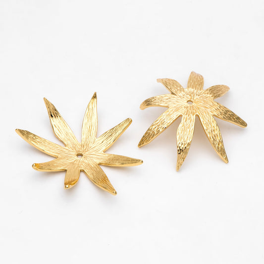 4pcs Large Flower Bead Caps 43x36mm, Real Gold plated Brass Floral Bead Cap, Lead Nickel Free (GB-3095)