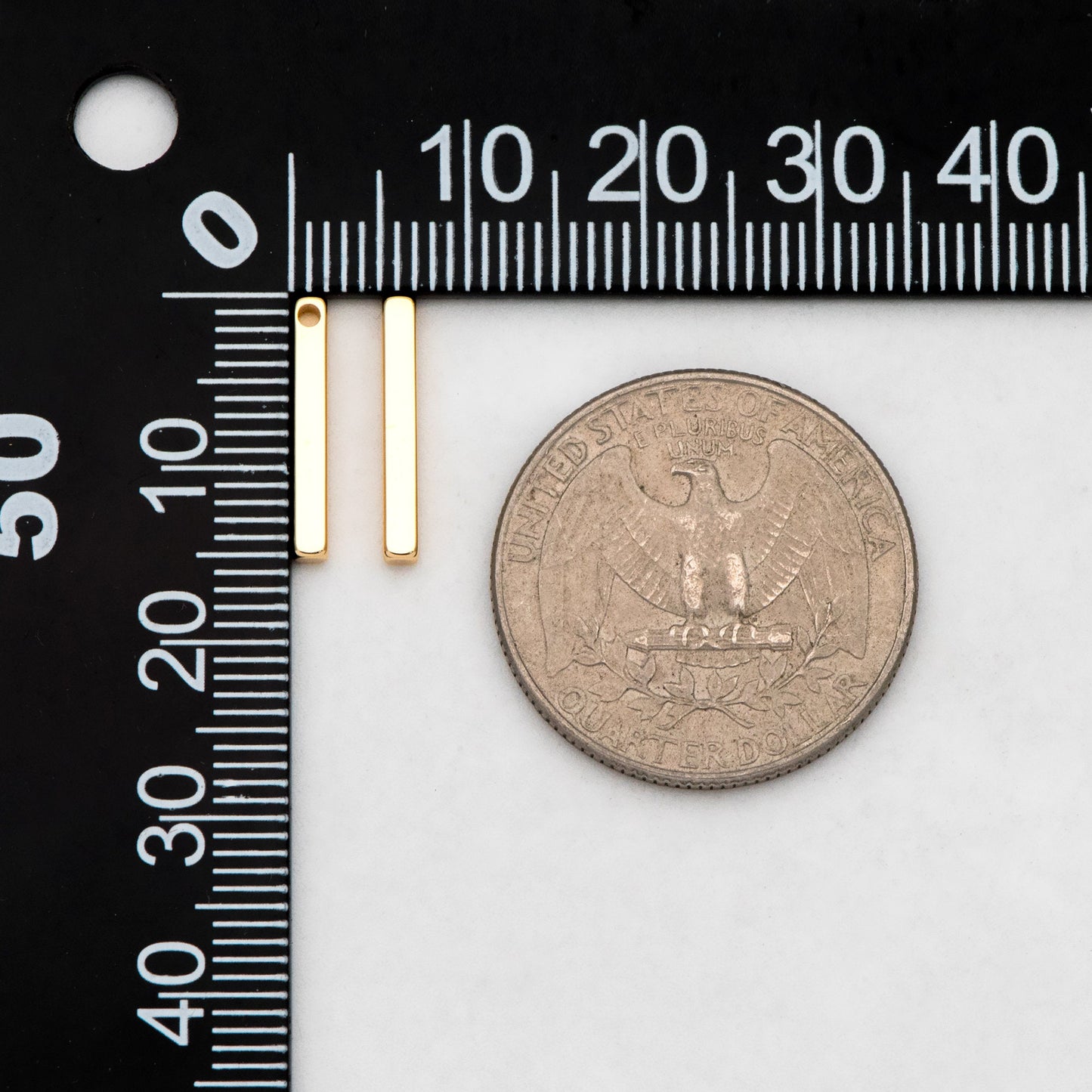 10pcs Gold plated Brass Stick Bar Beads Charms 15mm (GB-036)