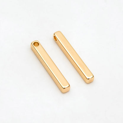 10pcs Gold plated Brass Stick Bar Beads Charms 15mm (GB-036)