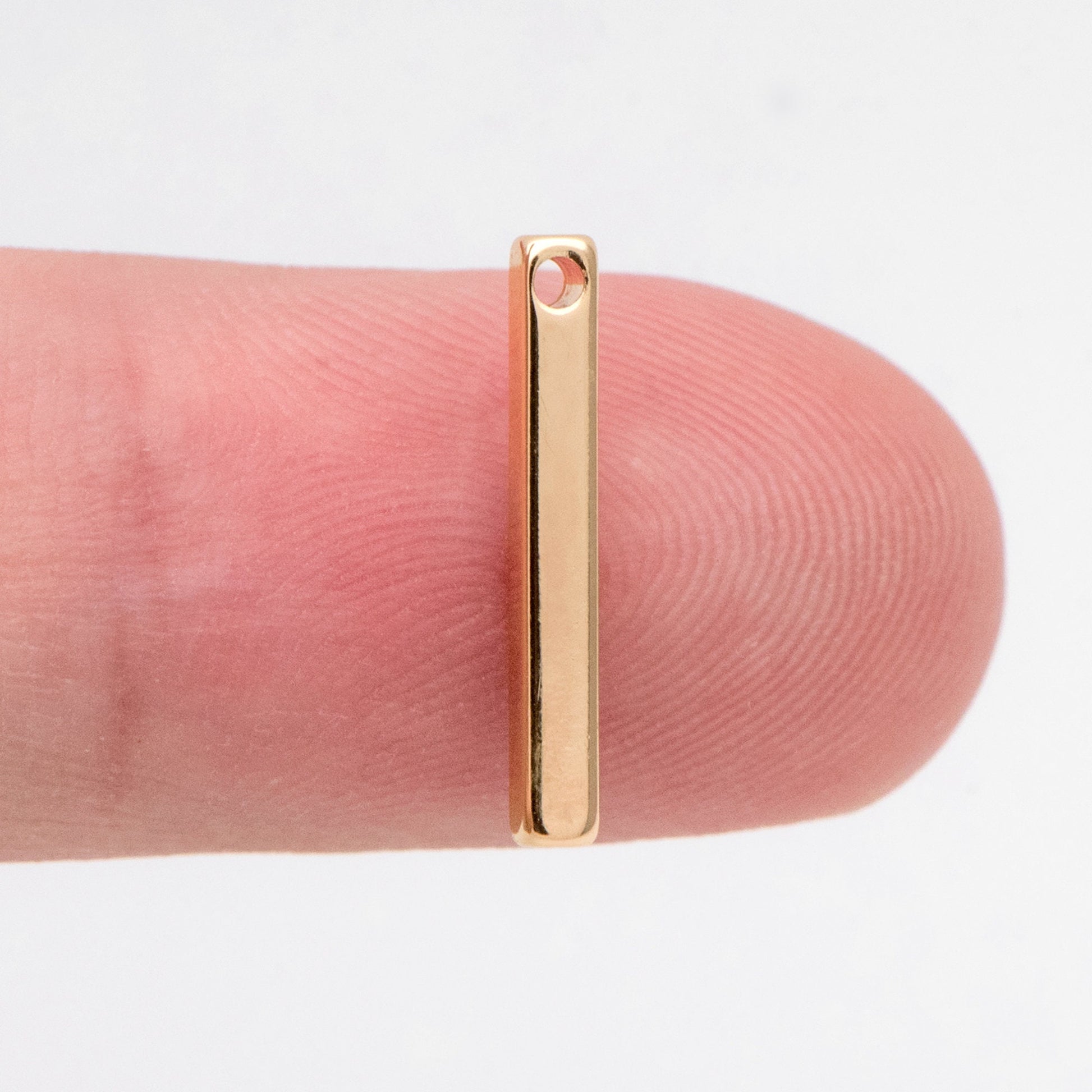 10pcs Gold plated Brass Stick Bar Beads Charms 15mm (GB-036)