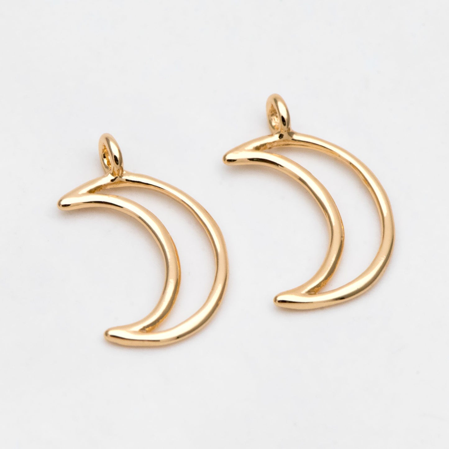 10pcs Gold plated Brass Moon Charms 16x10mm, Lead Nickel Free, Color Not Easily Tarnish (GB-618-I)