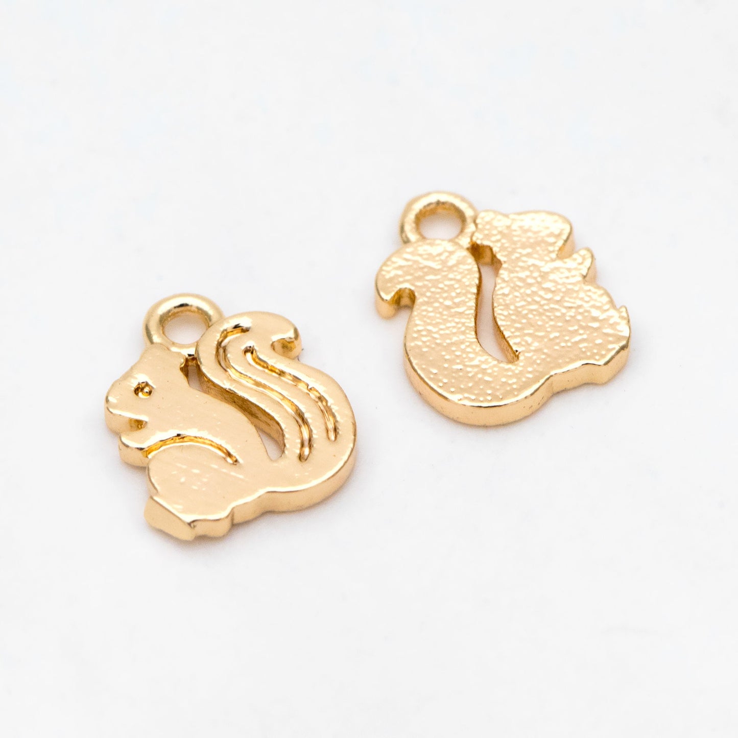 10pcs Gold Squirrel Charm Pendants 12mm, Real Gold plated Brass, Color Not Easily Tarnish (GB-375)