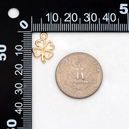 4pcs Gold Four Leaf Clover Charms 17mm, Real Gold plated Brass Clover Pendants (GB-321-M)