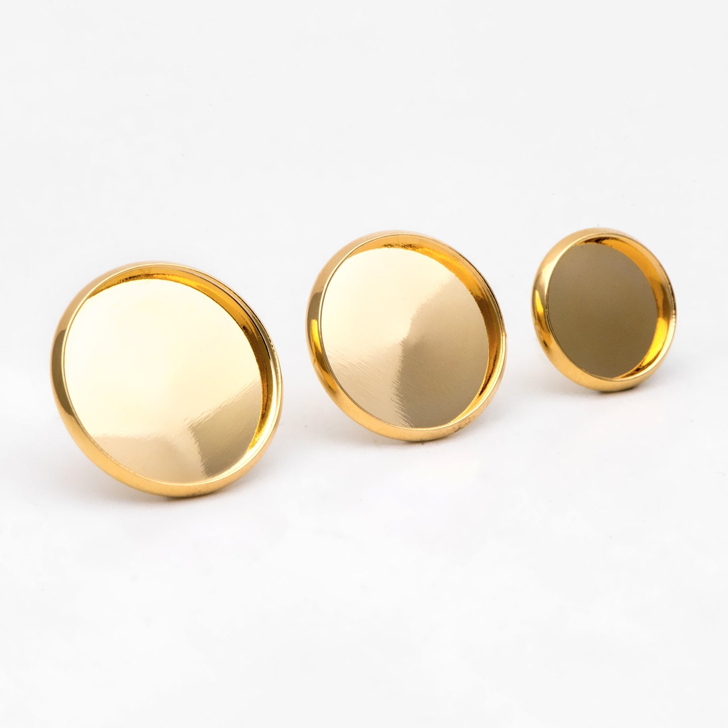 10pcs Gold Blank Base Tray Cabochon Earring Setting 12/ 16/ 18mm, Gold plated Brass Bezel Cabochon Ear Post (GB-3108)