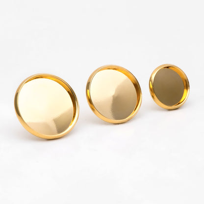 10pcs Gold Blank Base Tray Cabochon Earring Setting 12/ 16/ 18mm, Gold plated Brass Bezel Cabochon Ear Post (GB-3108)