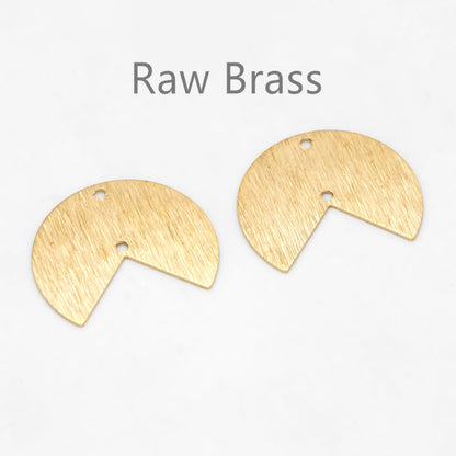 10pcs Raw Brass Brushed Round Connectors 17x20mm, Brass Circle Fan Pendants (RB-302)