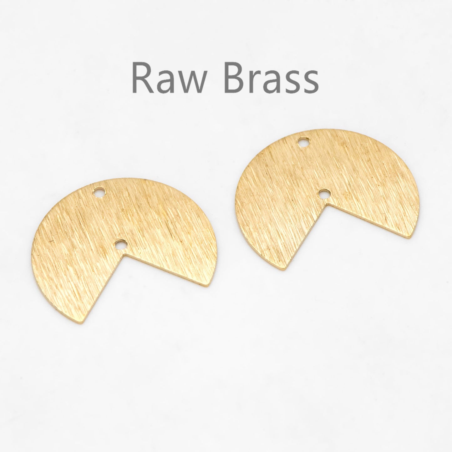 10pcs Raw Brass Brushed Round Connectors 17x20mm, Brass Circle Fan Pendants (RB-302)