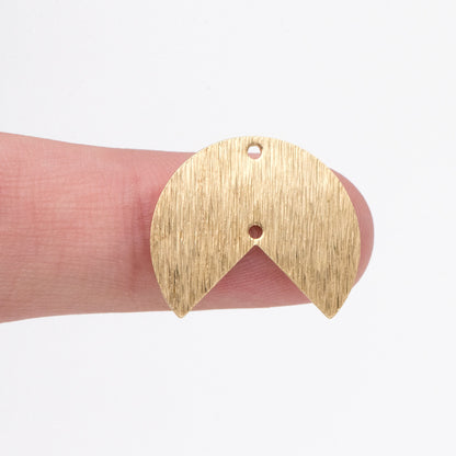 10pcs Raw Brass Brushed Round Connectors 17x20mm, Brass Circle Fan Pendants (RB-302)