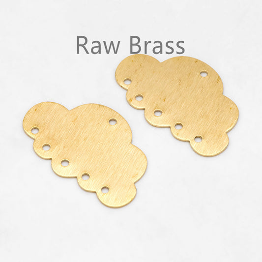 10pcs Raw Brass Multi holes Cloud Charm Connecors 30x49mm, Brass Findings Wholesale (RB-304)