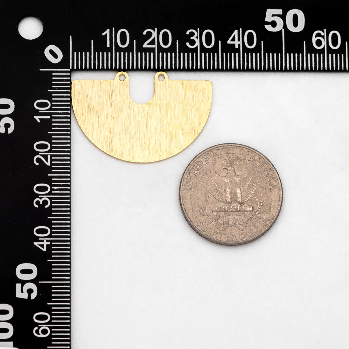 10pcs Raw Brass Semicircle Charm Connectors 33x22mm, Brass Findings Wholesale (RB-307)