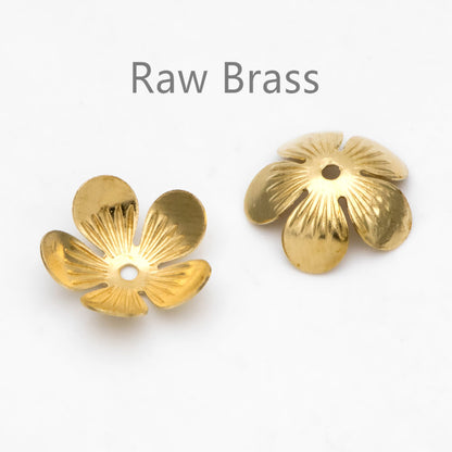 20pcs Raw Brass Floral Bead Caps 11mm, Brass Findings Wholesale (RB-309)