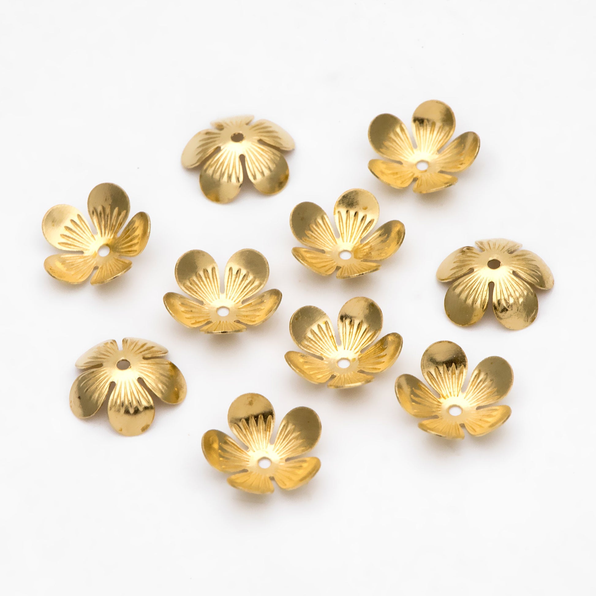 20pcs Raw Brass Floral Bead Caps 11mm, Brass Findings Wholesale (RB-309)