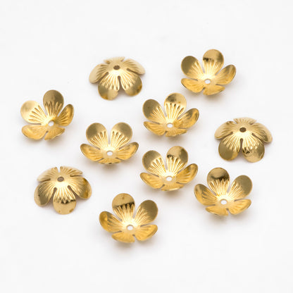 20pcs Raw Brass Floral Bead Caps 11mm, Brass Findings Wholesale (RB-309)
