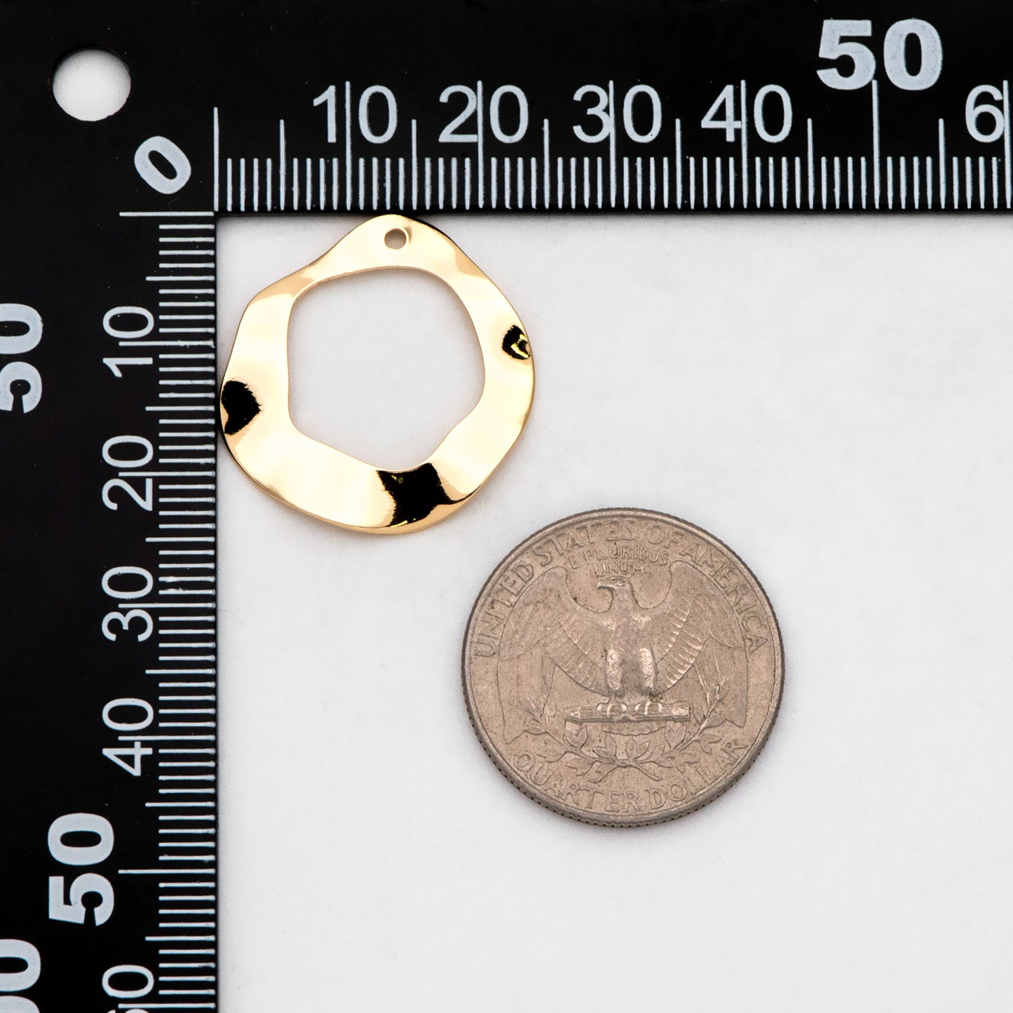 10pcs Hammered Disc Circle Charms 25/ 35mm, Polished Gold plated Brass Irregular Round Coin Pendants (GB-402)