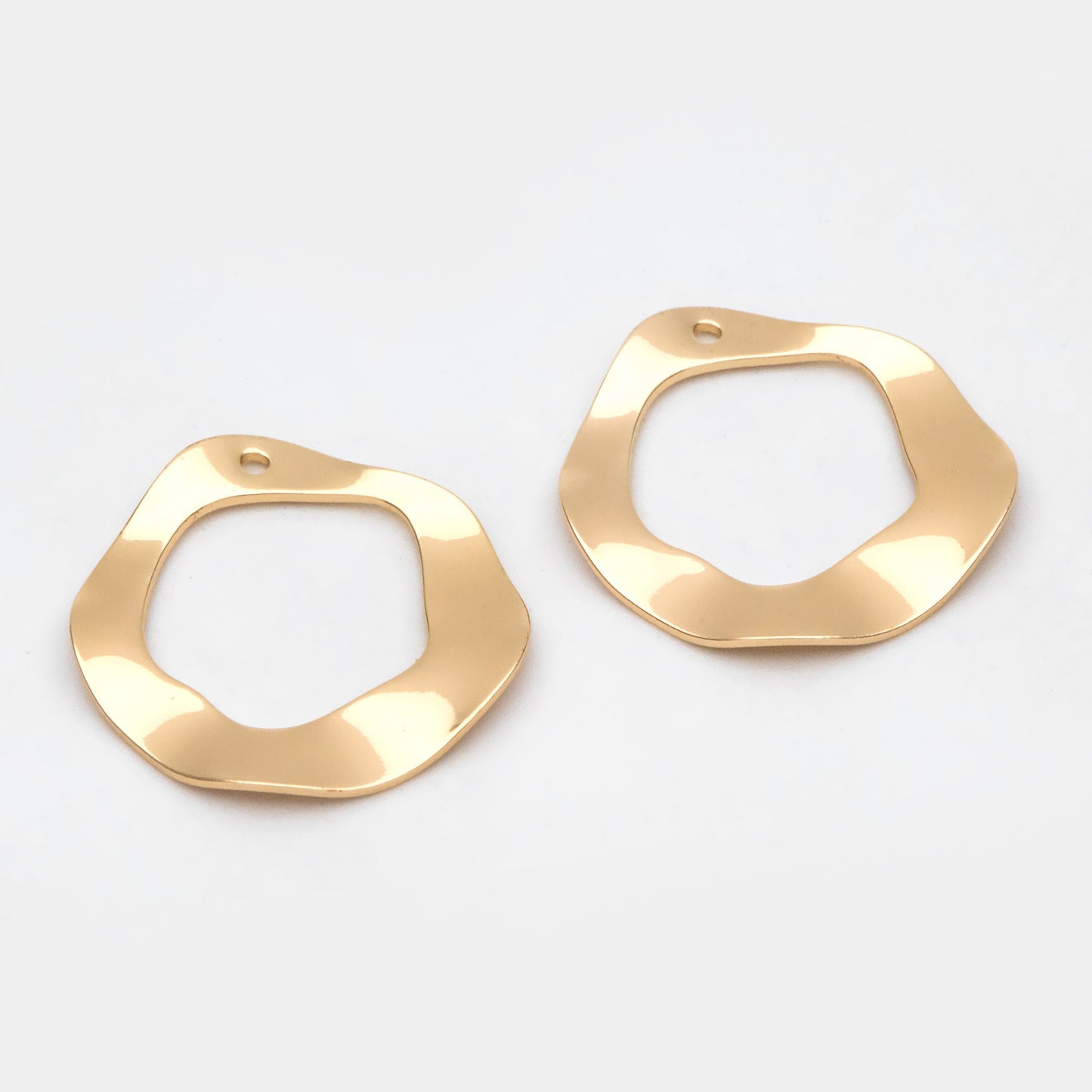 10pcs Hammered Disc Circle Charms 25/ 35mm, Polished Gold plated Brass Irregular Round Coin Pendants (GB-402)
