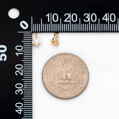 10pcs CZ Pave Gold/ Silver Star Charm Pendants 5mm, Real Gold/ Rhodium plated Brass, Color Not Easily Tarnish (GB-162-B)