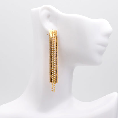4pcs Chain Tassel Earrings, Long Tassel Stud Earring, Gold Dangling Earrings, Minimalist Earrings (GB-3038)