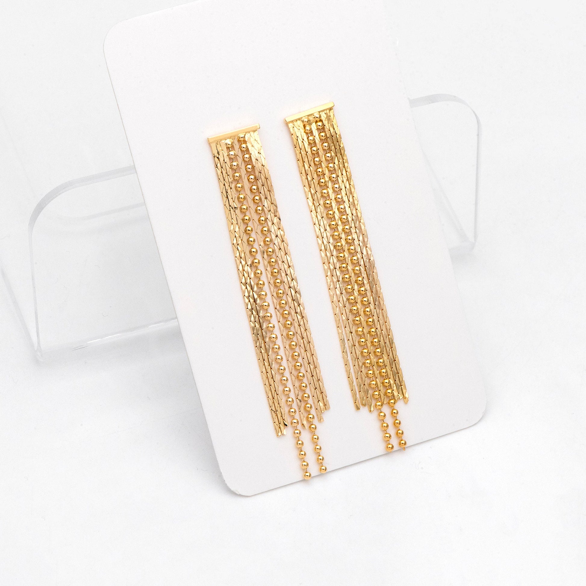 4pcs Chain Tassel Earrings, Long Tassel Stud Earring, Gold Dangling Earrings, Minimalist Earrings (GB-3038)