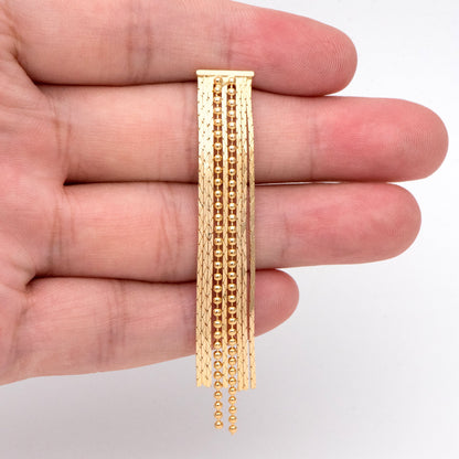 4pcs Chain Tassel Earrings, Long Tassel Stud Earring, Gold Dangling Earrings, Minimalist Earrings (GB-3038)