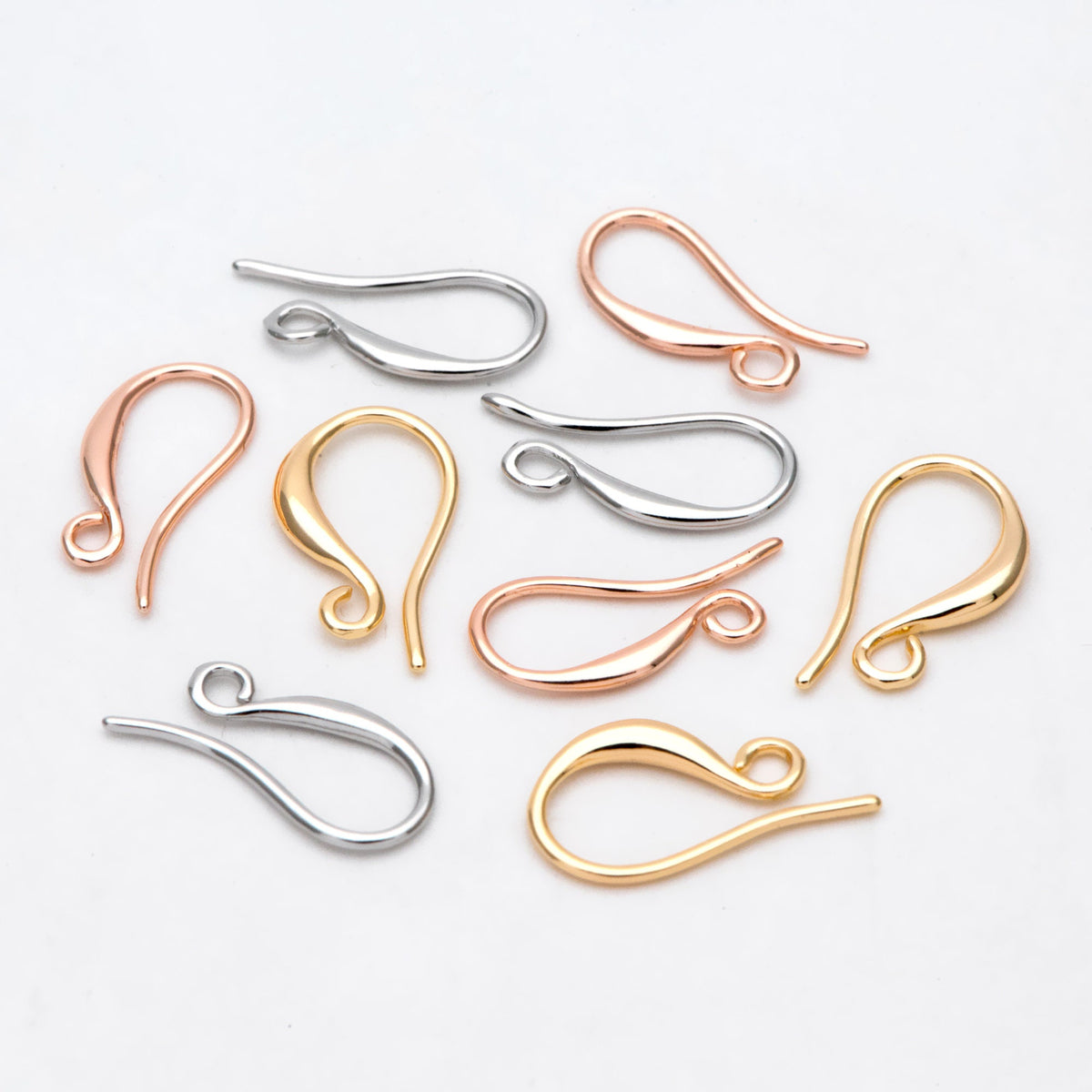 10pcs Gold/ Silver/ Rose Gold Ear Hooks, Ear Wires, French Hook Earrings, Earrings Findings (GB-3040-B)