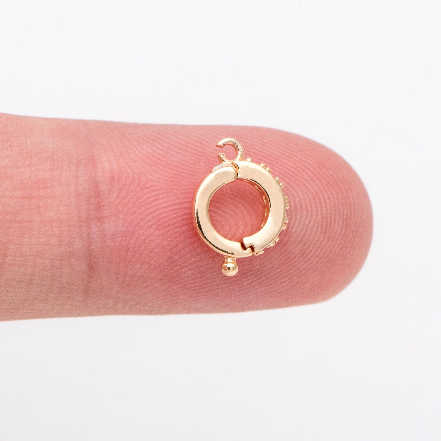 10pcs CZ Pave Gold Circle Bail 10x7.5mm, 18K Real Gold plated Brass, Jewelry Making, Jewelry Supplies (GB-1468-D)