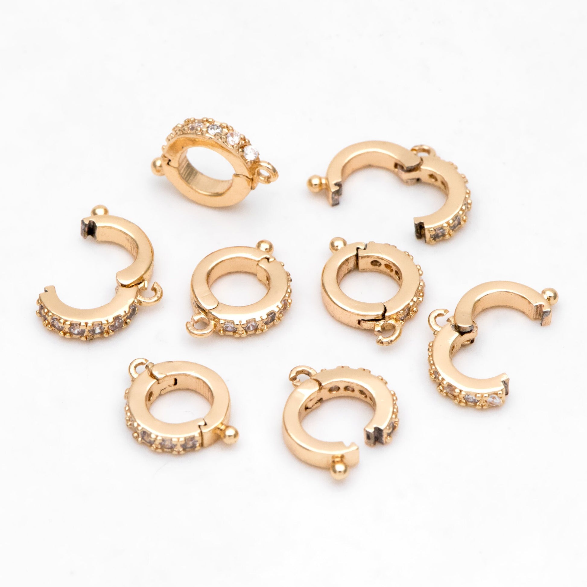 10pcs CZ Pave Gold Circle Bail 10x7.5mm, 18K Real Gold plated Brass, Jewelry Making, Jewelry Supplies (GB-1468-D)