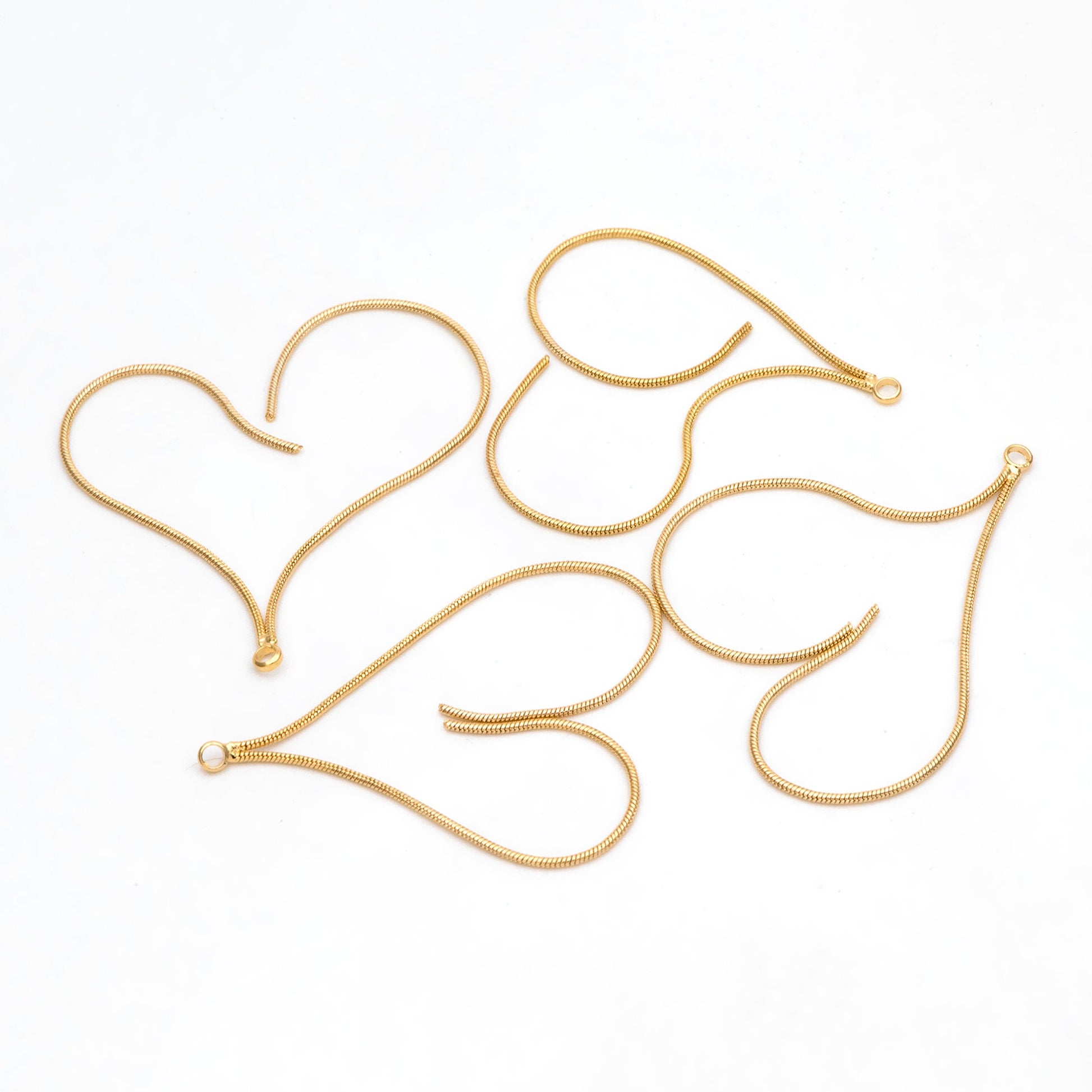 4pcs Gold Earring Charms 82mm, Gold plated Brass Chain Tassel Pendants, Long Chain Earwire Components (GB-3523-A)