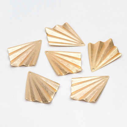 10pcs Gold Rhombus Charm 35x27mm, Gold plated Ribbed Geometric Pendants (GB-3817-L)