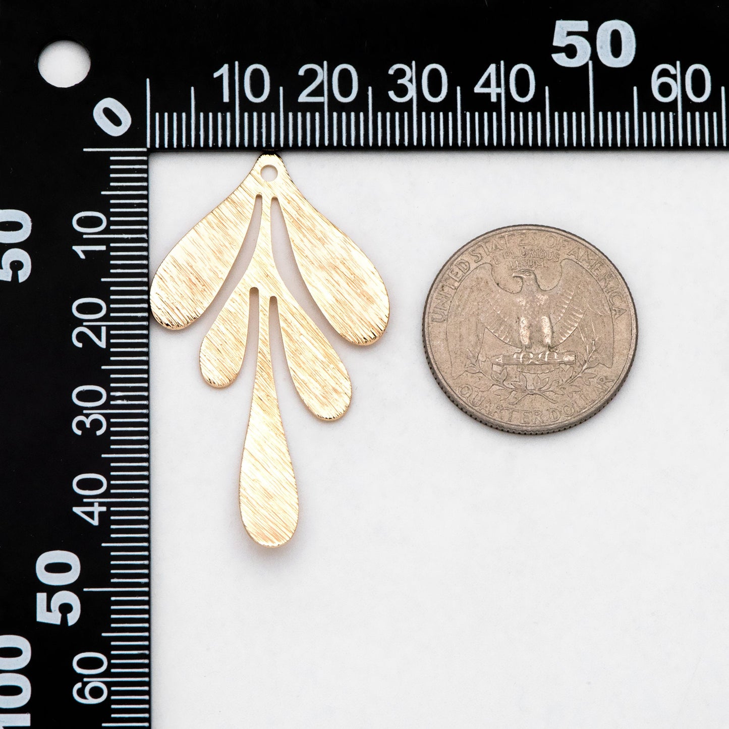 10pcs Gold Brushed Leaf Charm 46x27mm, Real Gold plated Brass, Lead Nickel Free (GB-467-B)