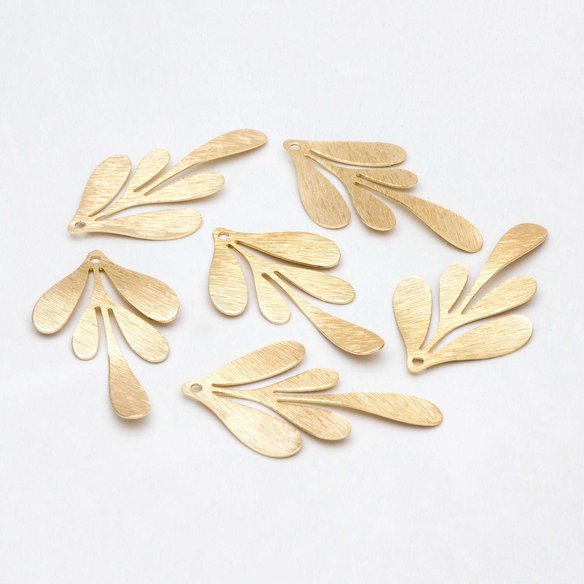 10pcs Gold Brushed Leaf Charm 46x27mm, Real Gold plated Brass, Lead Nickel Free (GB-467-B)