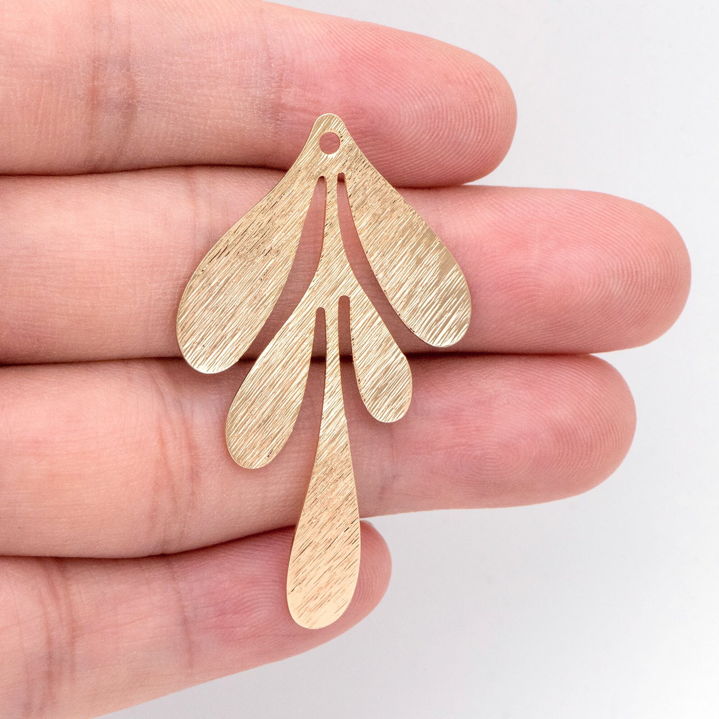 10pcs Gold Brushed Leaf Charm 46x27mm, Real Gold plated Brass, Lead Nickel Free (GB-467-B)