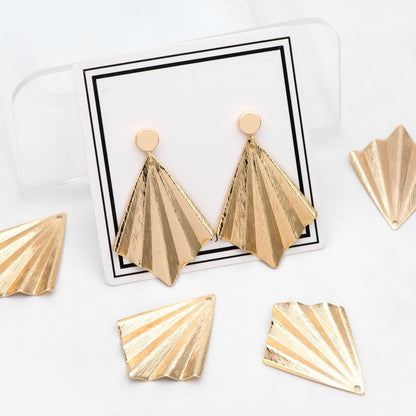 10pcs Gold Rhombus Charm 35x27mm, Gold plated Ribbed Geometric Pendants (GB-3817-L)