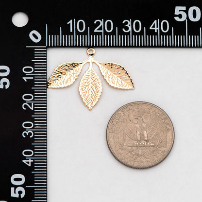 10pcs Gold plated Brass Leaf Charm, Dainty Plant Pendant, 30x23mm, Lead Nickel Free (GB-3045)