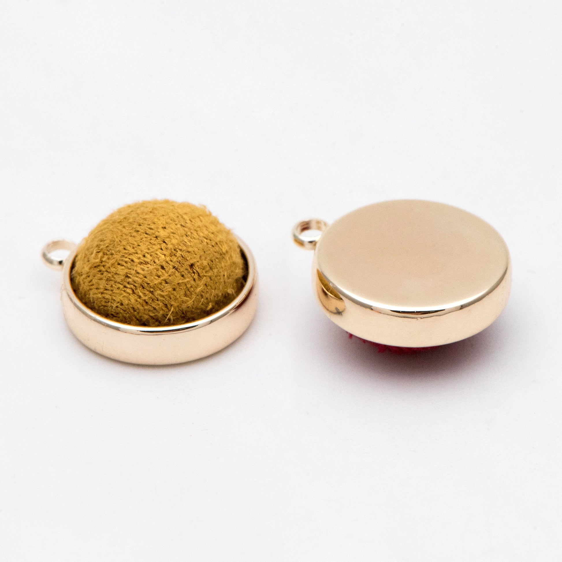 10pcs Gold Bezel Setting with Fabric Half Split Ball, Gold plated Brass Cabochon Earring Charm (GB-3048)