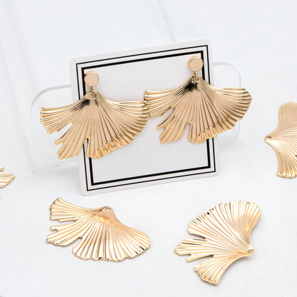 10pcs Gold/ Rhodium plated Brass Ginkgo Leaf Pendant Charms 30x46mm, Lead Nickel Free (GB-3057-C)