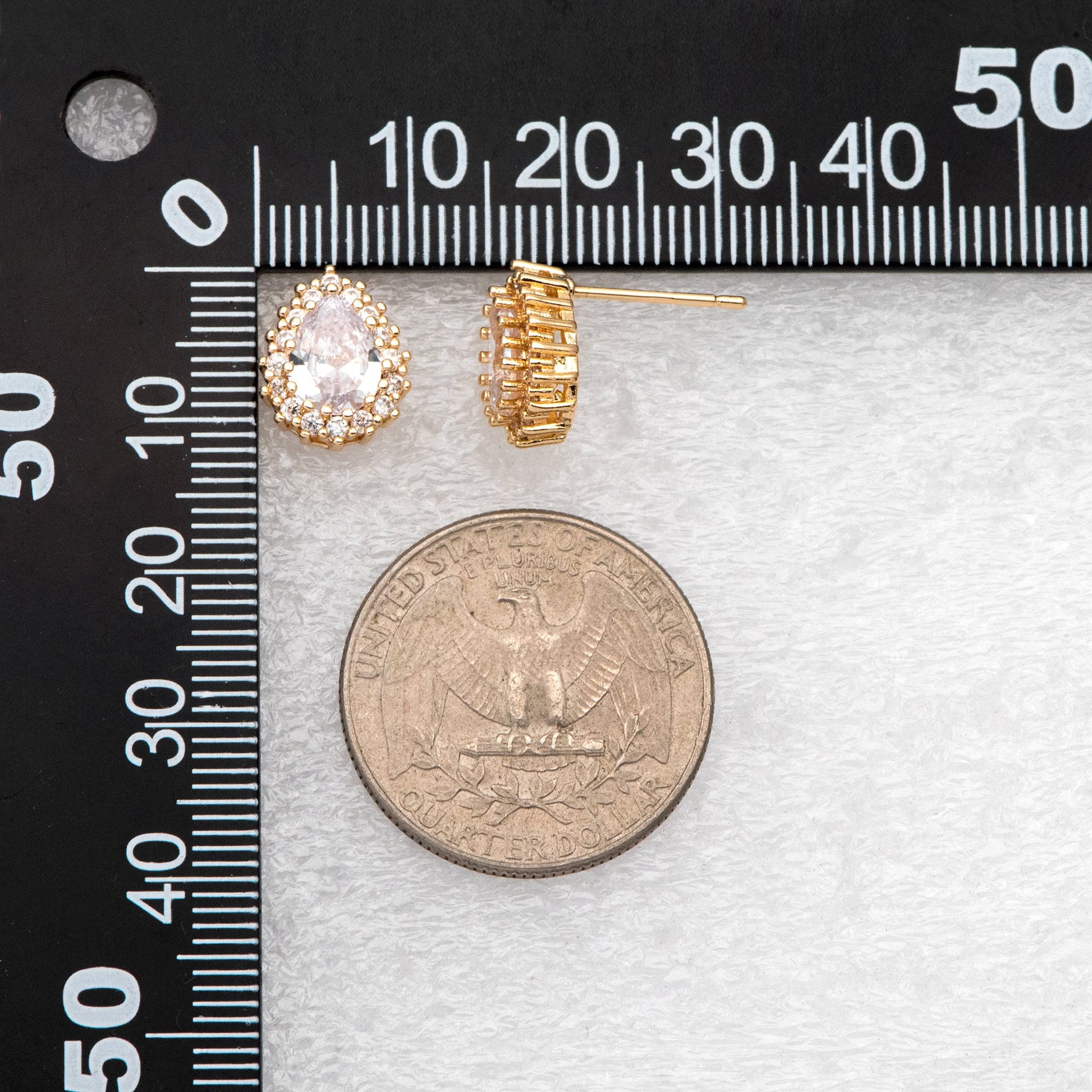 4pcs CZ Pave Teardrop Ear Posts, 18K Gold Plated Brass, Water Drop Stud Earrings, Jewelry Supplies Findings Wholesale (GB-3122)