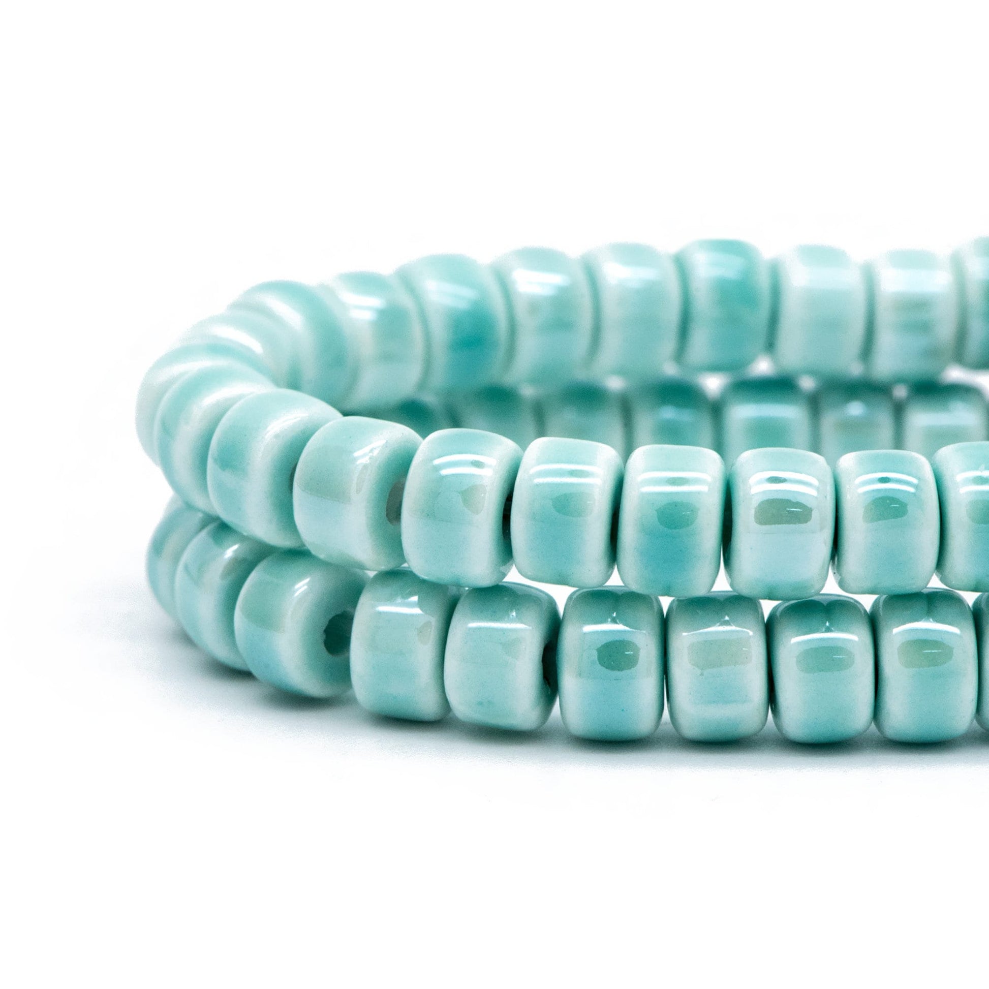 60pcs Ceramic Cylinder Rondelle Beads, 6x4mm, Shiny Glossy Glazed Ceramic Porcelain Beads, Jewelry Making DIY Crafts (TC-165)