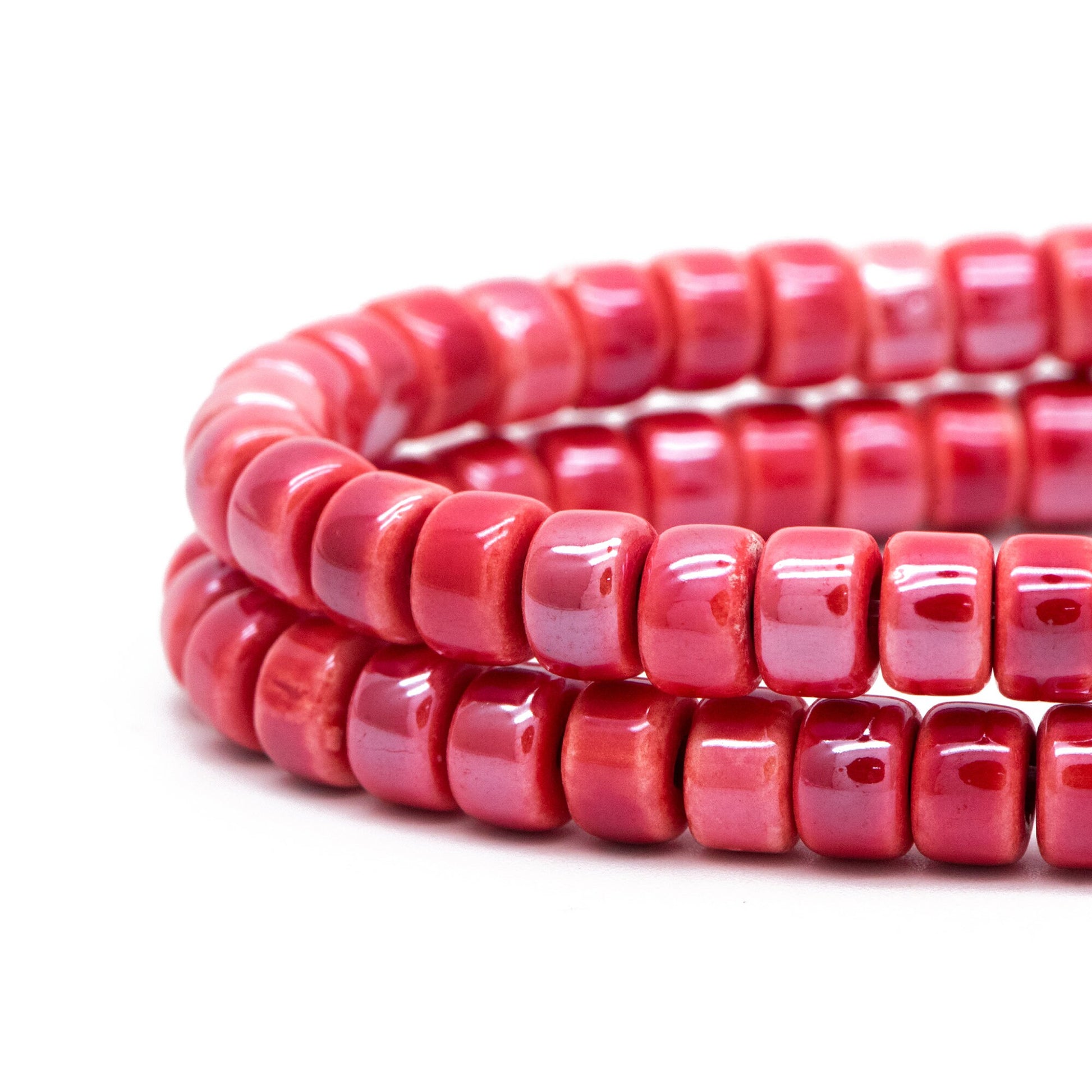 60pcs Ceramic Cylinder Rondelle Beads, 6x4mm, Shiny Glossy Glazed Ceramic Porcelain Beads, Jewelry Making DIY Crafts (TC-165)