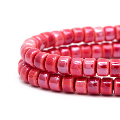 60pcs Ceramic Cylinder Rondelle Beads, 6x4mm, Shiny Glossy Glazed Ceramic Porcelain Beads, Jewelry Making DIY Crafts (TC-165)