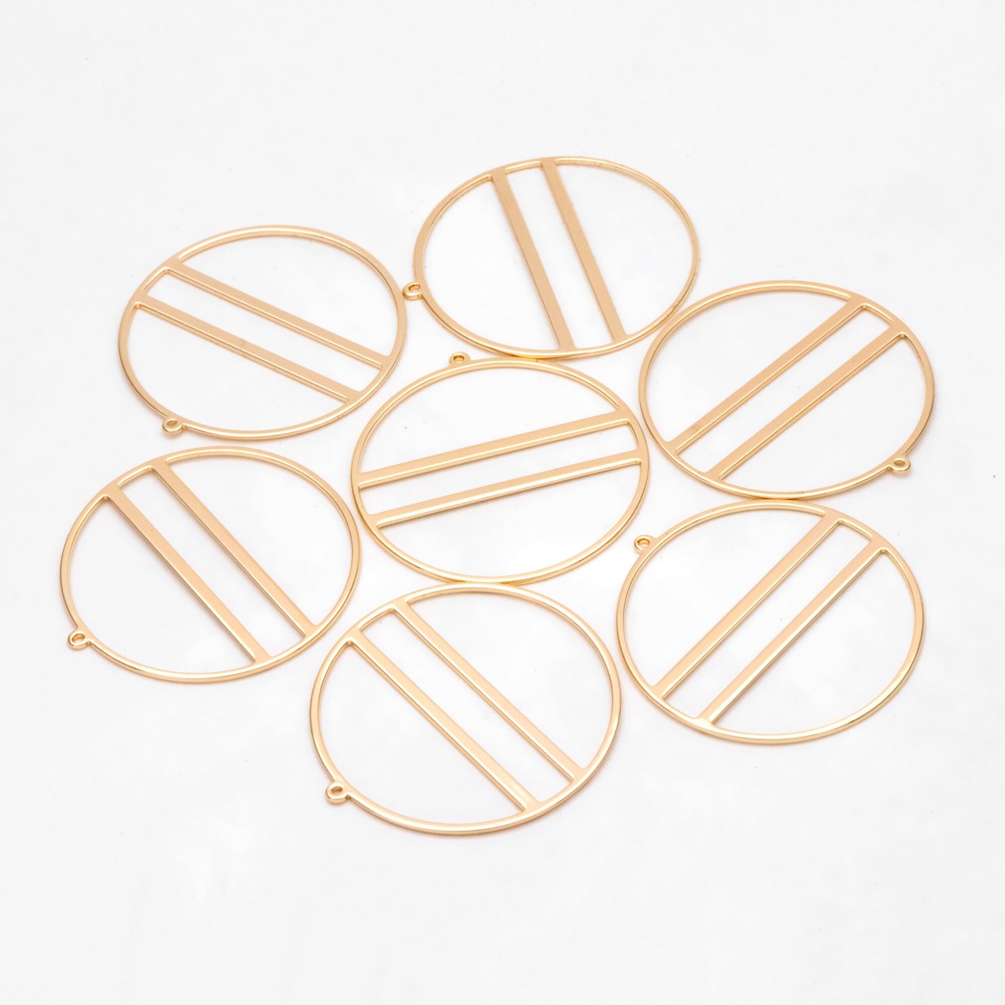 4pcs Gold Round Circle Pendants 45.5x43mm, 18K Gold plated Brass, Geometric Ring Loop Hoop Charms (GB-3055)